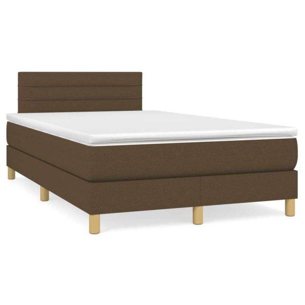 vidaXL barna szövet rugós és LED-es ágy matraccal 120x190 cm