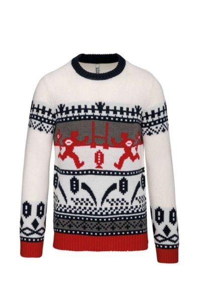 Kariban karácsonyi pulóver rögbis mintával KA991, Off White-M