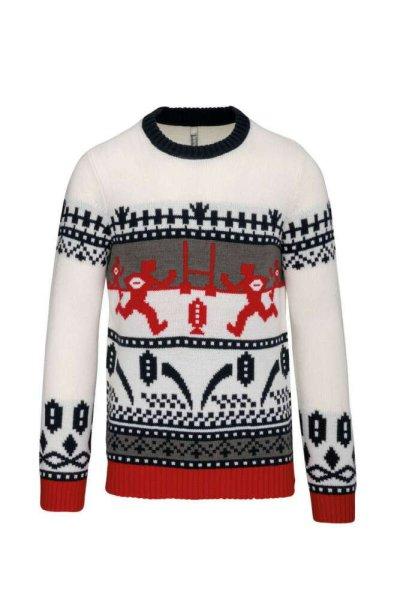Kariban karácsonyi pulóver rögbis mintával KA991, Off White-S