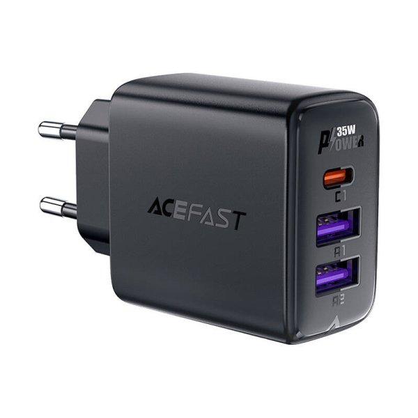 Fali töltő Acefast A57 GaN 2xUSB-A+USB-C PD35W EU (fekete)