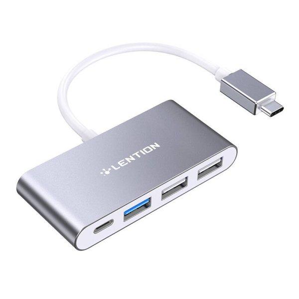 Lention 4 az 1-ben hub USB-C - USB 3.0 + 2x USB 2.0 + USB-C (szürke)