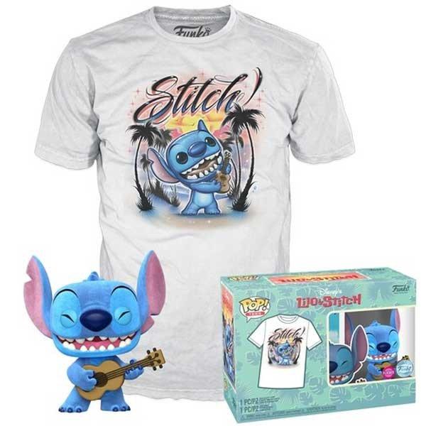 Pop! & Póló: Lilo and Stitch Ukelele Stitch (Flocked) Special Kiadás méret S