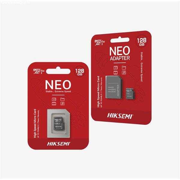 Hikvision HIKSEMI MicroSD kártya - NEO 256GB microSDXC™, Class 10 and UHS-I,
3D NAND + Adapter