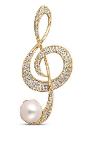 JwL Luxury Pearls Csillogó gyöngy bross violinkulcs JL0702