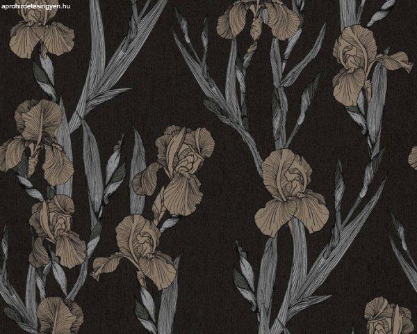 Daniel Hechter 6 fekete alapon, barna virág mintás tapéta 37526-1