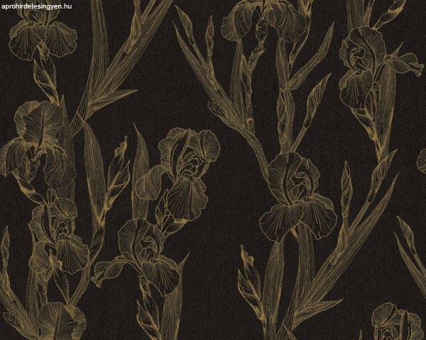 Daniel Hechter 6 fekete alapon sárga virágos tapéta 37526-3