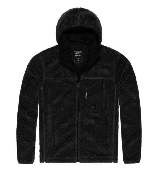 Vintage Industries Dustin bélelt sherpa fleece kapucnis pulóver, fekete
