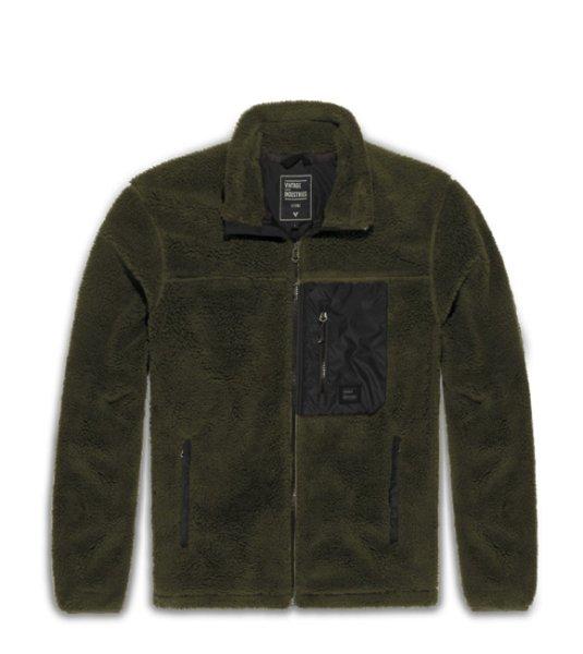 Vintage Industries Kodi bélelt sherpa fleece kapucnis pulóver, sötét
olajzöld színű