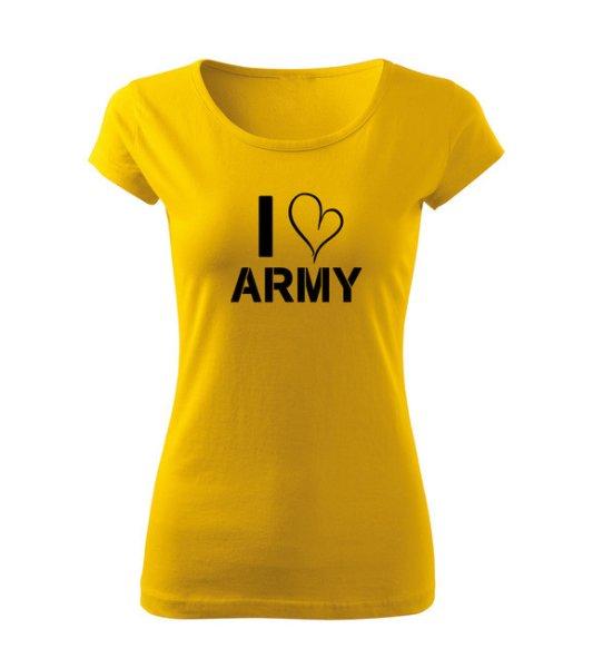 DRAGOWA női póló I love army, sárga 150g/m2
