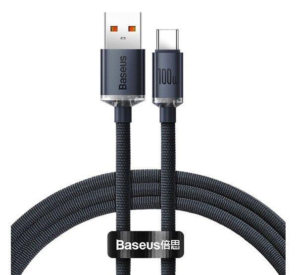 Baseus Crystal Shine USB-A - Type-C adatkábel, 100W, 1,2m, Fekete
