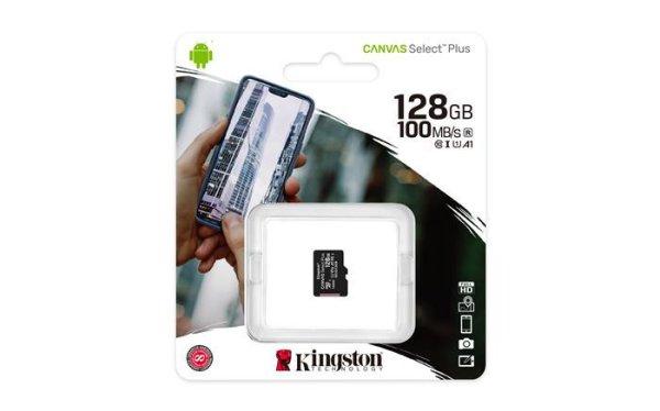 Memóriakártya, microSDXC, 128GB, CL10/UHS-I/U1/V10/A1, KINGSTON "Canvas
Select Plus"