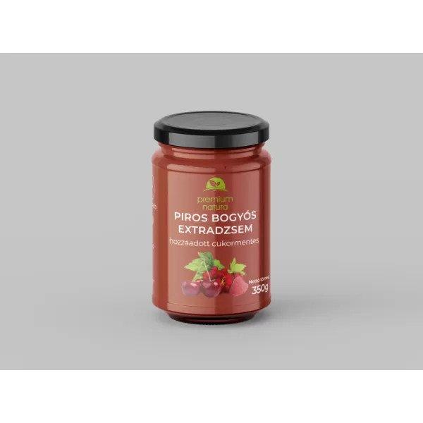 Premium Natura csökkentett energia tartalmú extra dzsem édesítőszerekkel
vegyes piros ribizli-meggy-málna 350 g
