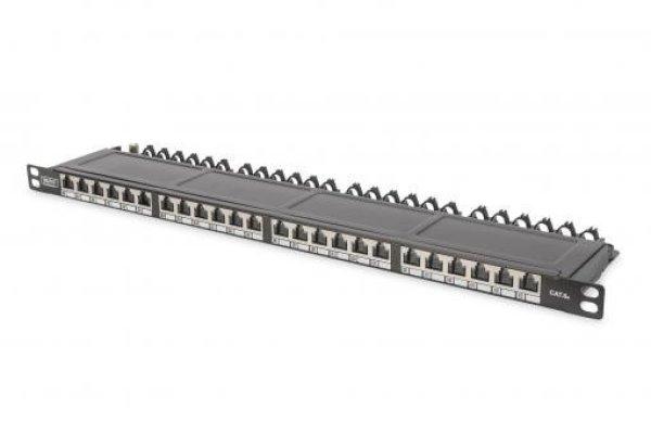 DIGITUS CAT 6A Class EA patch panel shielded 0.5U 24-port RJ45 incl. dust cover
8P8C color black RAL 9005