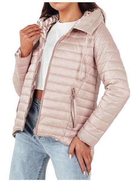 Világos rózsaszín mintás kifordítható kabát