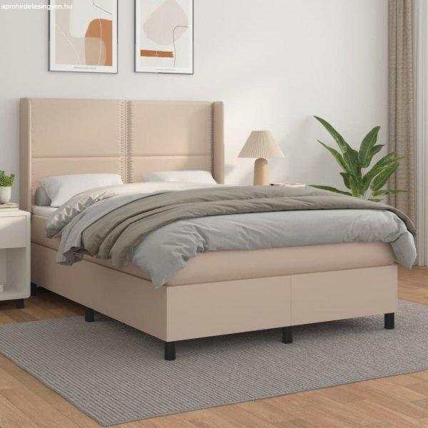 Cappuccino színű műbőr rugós ágy matraccal 140 x 200 cm