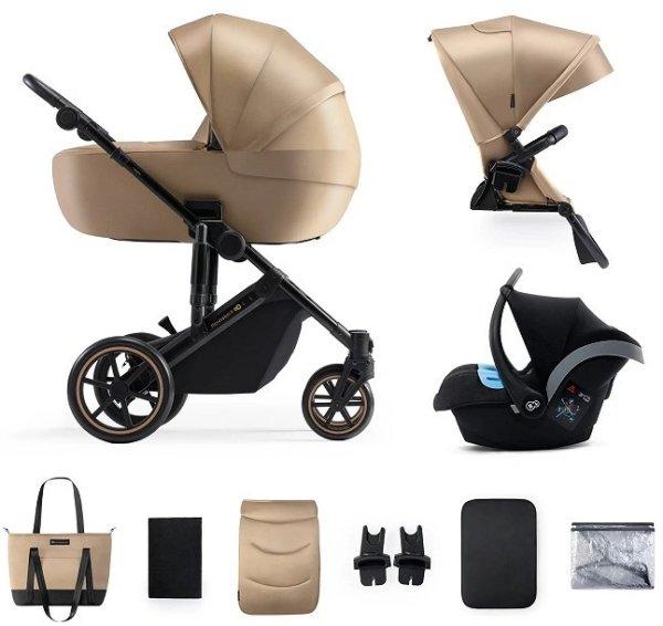 Kinderkraft PRIME 2 3in1 multifunkciós babakocsi - Sandrose Beige (Gold)