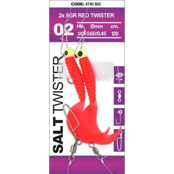 Spro Salt Twister 5g 1/0# 120cm 2db Red gumi+jig szett (4740-502)