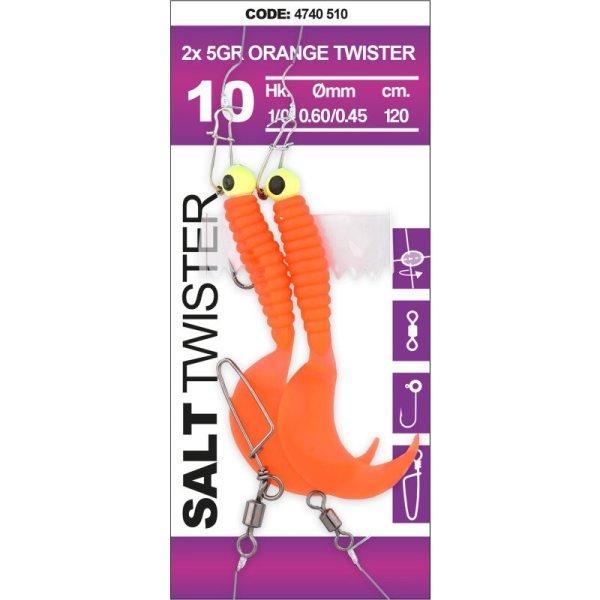 Spro Salt Twister 5g 1/0# 120cm 2db Orange gumi+jig szett (4740-510)