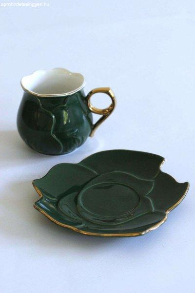 Zöld porcelán csészék csészealjakkal Virág 2db
