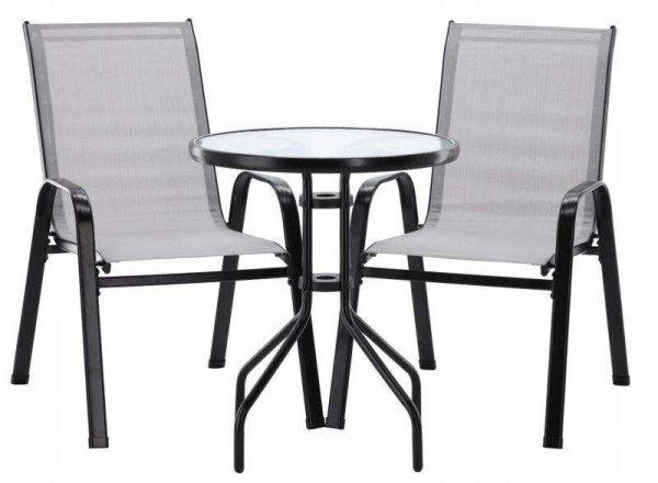 Szürke színű erkélybútor szett asztallal, székekkel