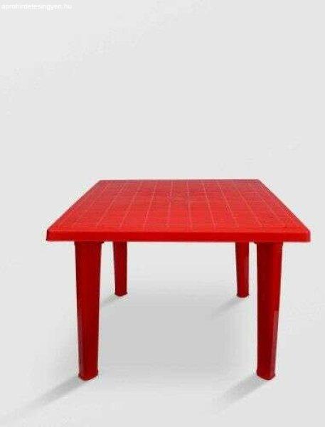 Rögzített asztal kerti piros négyzet alakú műanyag 90X90X75