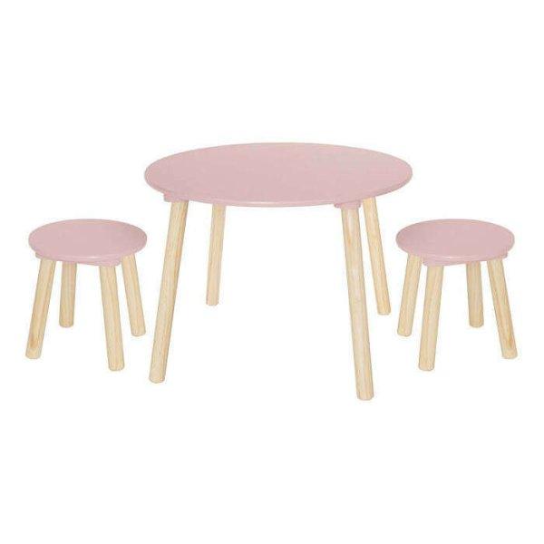 Asztal 2 székkel fából, pasztell rózsaszín Jabadabado