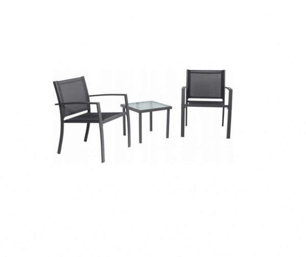 Modern sötét szürke kerti bútor készlet ( 2 szék + asztal)