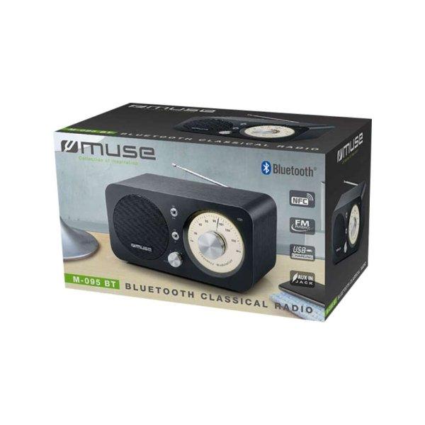Klasszikus Rádió MUSE M-095 BT Bluetooth, USB port, 5 W teljesítmény,
Hatótáv 10 m-ig, Fekete
