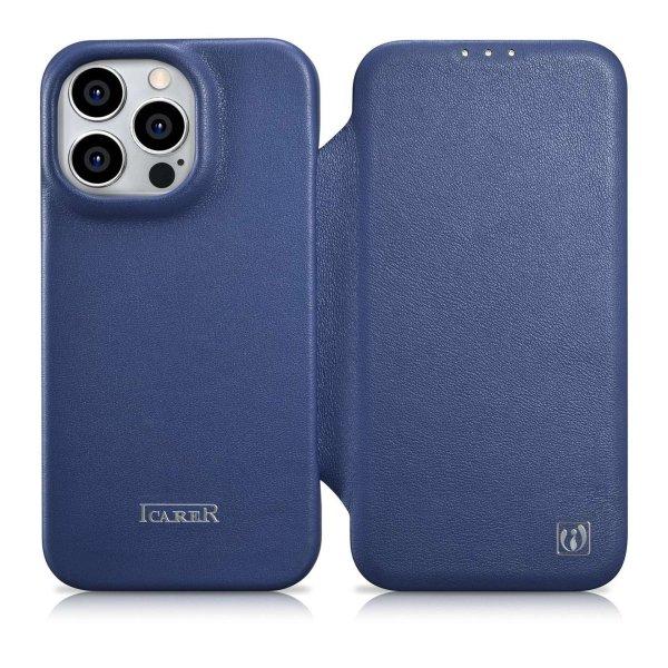 iCarer CE prémium bőr tok iPhone 14 Pro mágneses flip bőr tok MagSafe kék
(WMI14220714-BU)