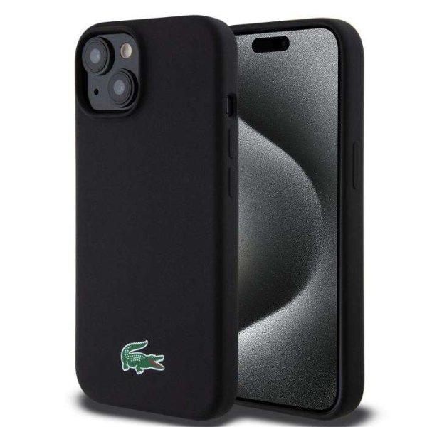 Lacoste Microfiber iPhone 15 Tok - Fekete