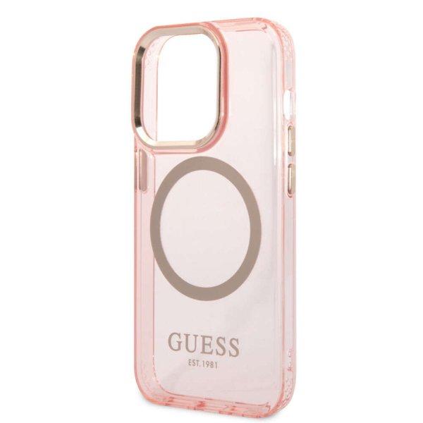 Guess Apple iPhone 14 Pro Max (6.7) Translucent MagSafe hátlapvédő tok pink
(GUHMP14XHTCMP)