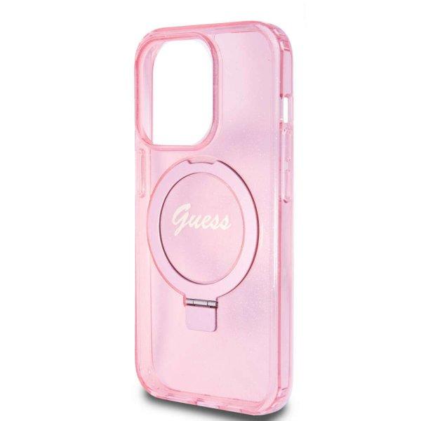 Guess Apple iPhone 15 Pro (6.1) IML Ring Stand Glitter MagSafe hátlapvédő tok
pink (GUHMP15LHRSGSP)