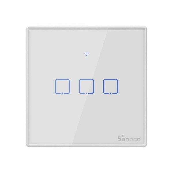 Sonoff T2EU3C-TX 3 gombos érintős WiFi+RF okos kapcsoló fehér (IM190314017)