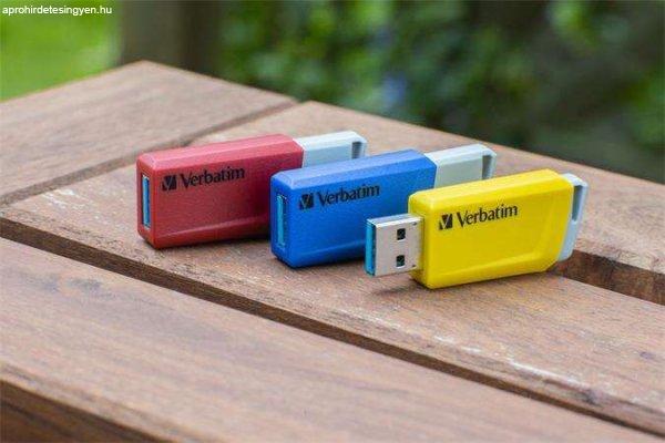 Verbatim Store n Click , 3 x 16GB, USB 3.2, 80/25MB/sec, piros, kék, sárga
pendrive