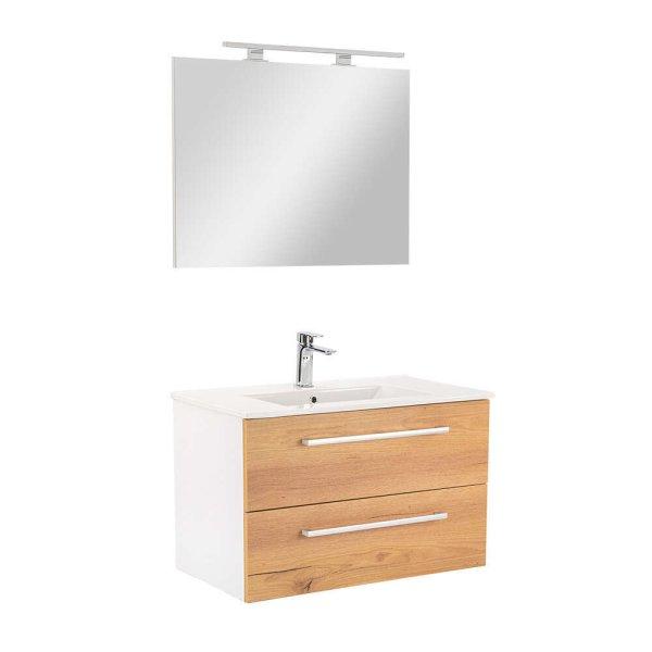 Vario Clam 80 komplett fürdőszoba bútor fehér-tölgy