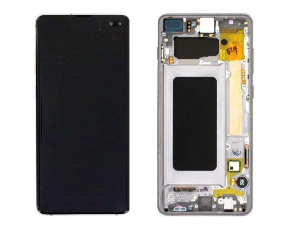 Samsung G975 Galaxy S10 Plus fekete gyári LCD kijelző érintővel és kerettel