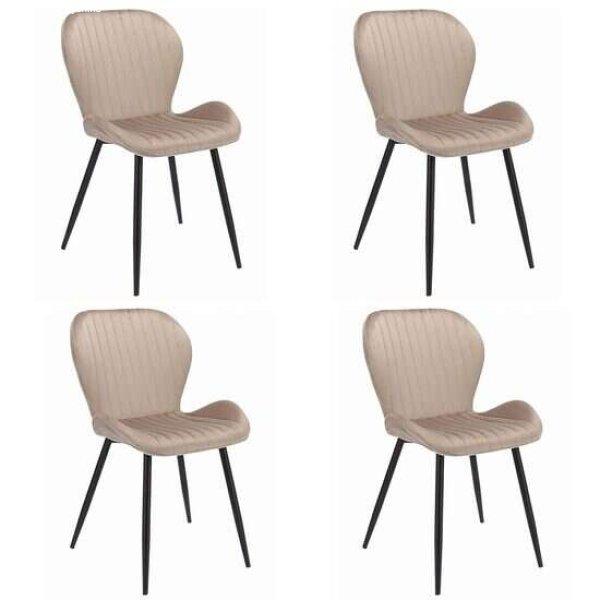 Konyhai/nappali székek, 4 db-os készlet, Mercaton, Veira, bársony, fém,
bézs, 52x56x85 cm