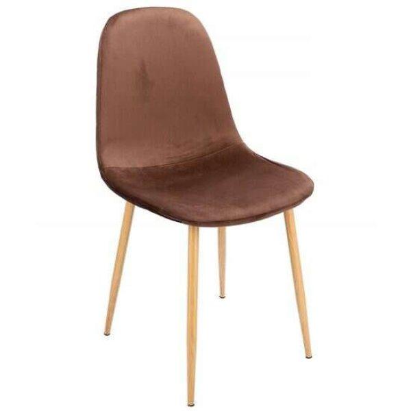 Konyha/nappali szék, Mercaton, Vigo, bársony, fém, barna, 44x52x85 cm