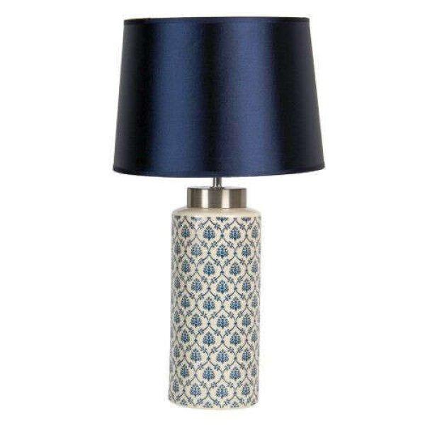Kerámia asztali lámpa kék műanyag-textil búrával, 28x51cm