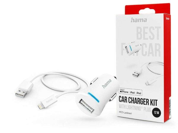 HAMA USB szivargyújtó töltő adapter + USB - Lightning kábel - 12W - HAMA
ChargerKit with Lightning Plug - fehér