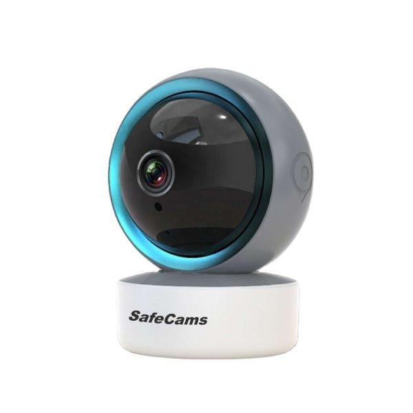 SafeCams Baby Monitor, 3 MP, Full HD 360°, vezeték nélküli
audió-videokamera baba felügyelethez, infravörös éjjellátó,
mozgásérzékelő és riasztó, kétirányú hang, automatikus emberkövetés
és -érzékelés, fekete színű