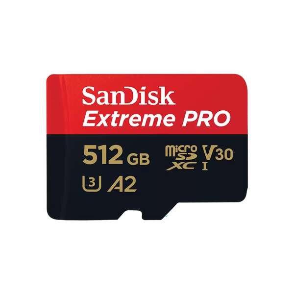 Sandisk 214507 MicroSD Extreme Pro kártya 512GB, 200/140 MB/s, A2 C10 V30 UHS-I
U3