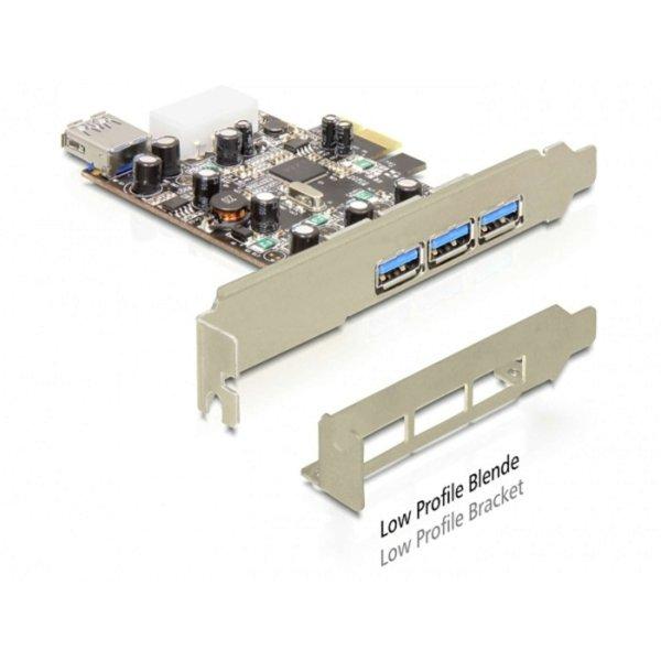 Delock PCI Expressz kártya> 3 x külső + 1 x belső USB 3.0 (89281)