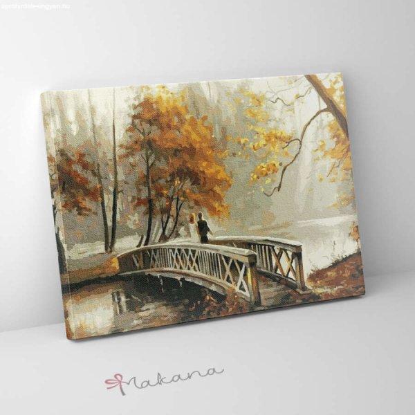 Híd az őszi parkban - Számfestő készlet, kerettel (50x65 cm)