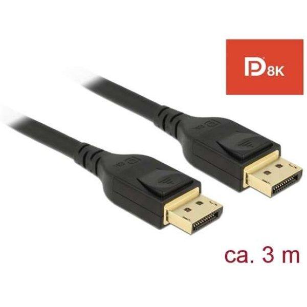 DeLock DisplayPort cable 8K 60 Hz 3m DP 8K certified Black 85661