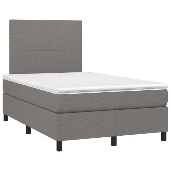 Sötétszürke szövet rugós ágy matraccal 120 x 200 cm