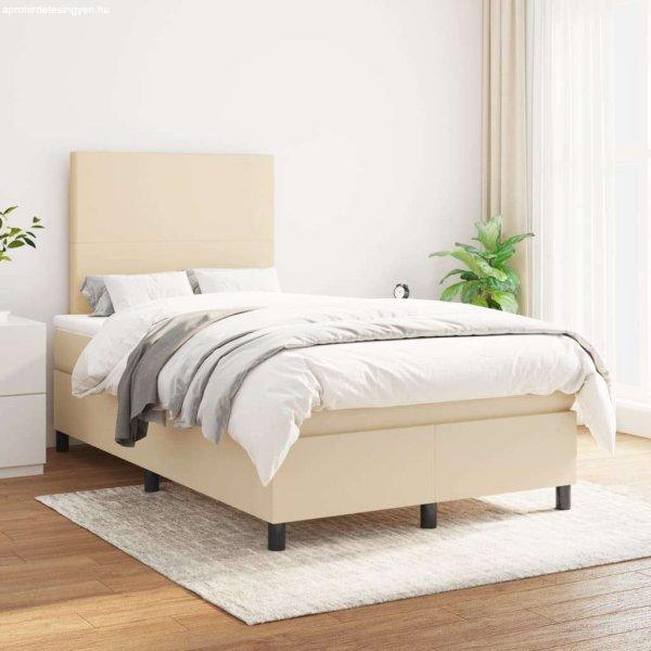 vidaXL krémszínű szövet rugós ágy matraccal 120 x 200 cm
