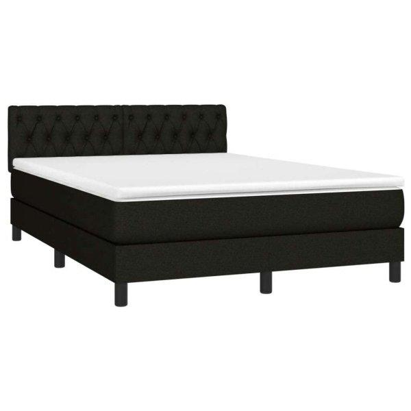 Fekete szövet rugós ágy matraccal 140 x 190 cm