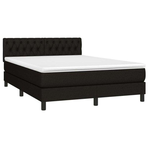 Fekete szövet rugós és led-es ágy matraccal 140x190 cm
