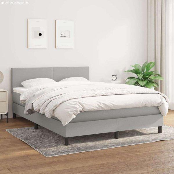 vidaXL világosszürke szövet rugós ágy matraccal 140 x 190 cm